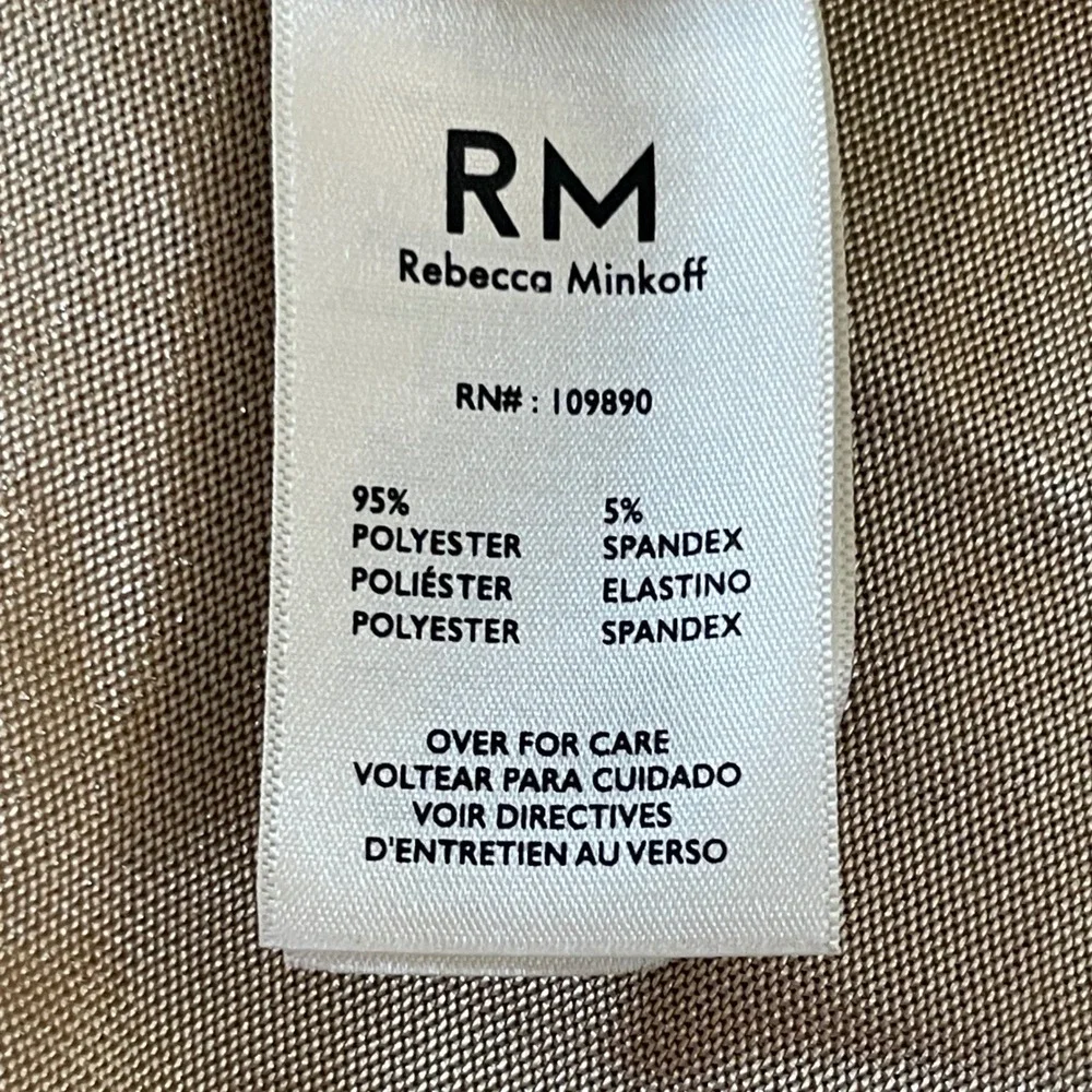 M by Rebecca Minkoff Womne's XL Mock Neck Gold Metallic Sleeveless Blouse Ruched - Picture 8 of 12